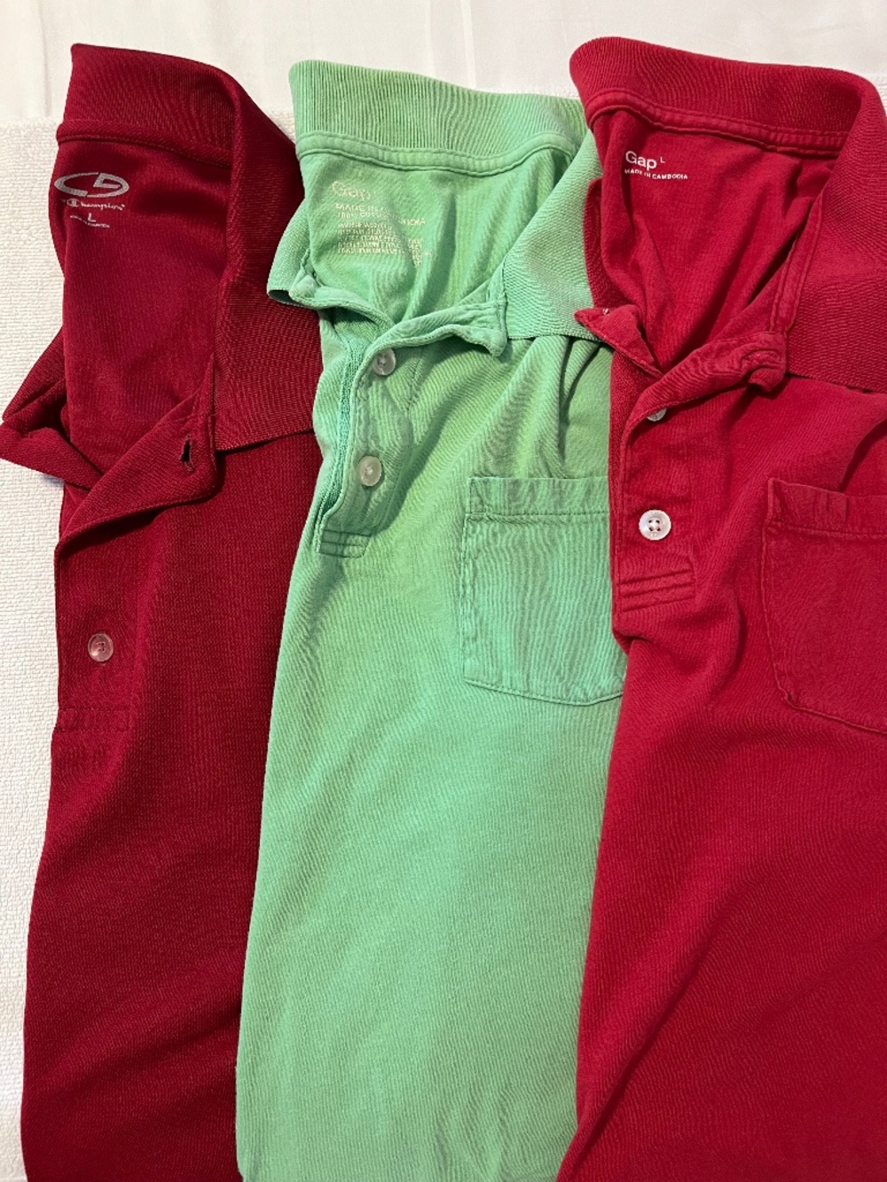 Men's Polo Shirt Bundle Lot of 3 Size L C9 Champion & Gap
